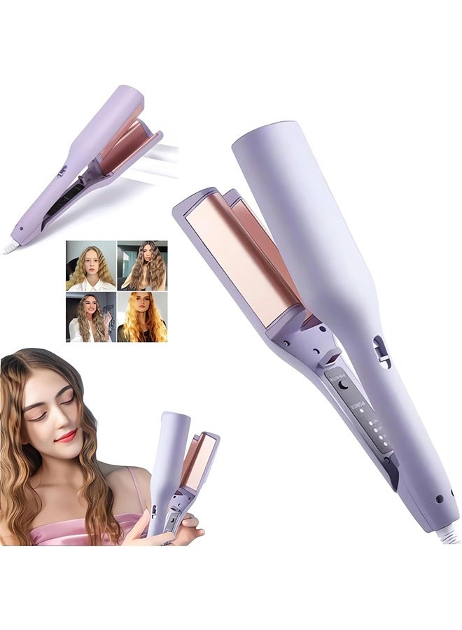 مكواة تجعيد الشعر بموجة فرنسية - مكواة تجعيد جديدة للشعر الطويل والقصير بأربع درجات حرارة، مكواة تجعيد على شكل حرف S للنساء، مشط كهربائي محمى للتجعيد مقاوم للحروق، تسخين سريع خلال 15 ثانية - Image 1